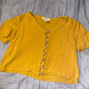 Yellow button up top